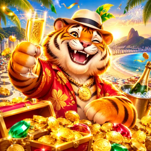 Tigre dourado do Fortune Tiger rodeado de moedas douradas e símbolos asiáticos brilhantes